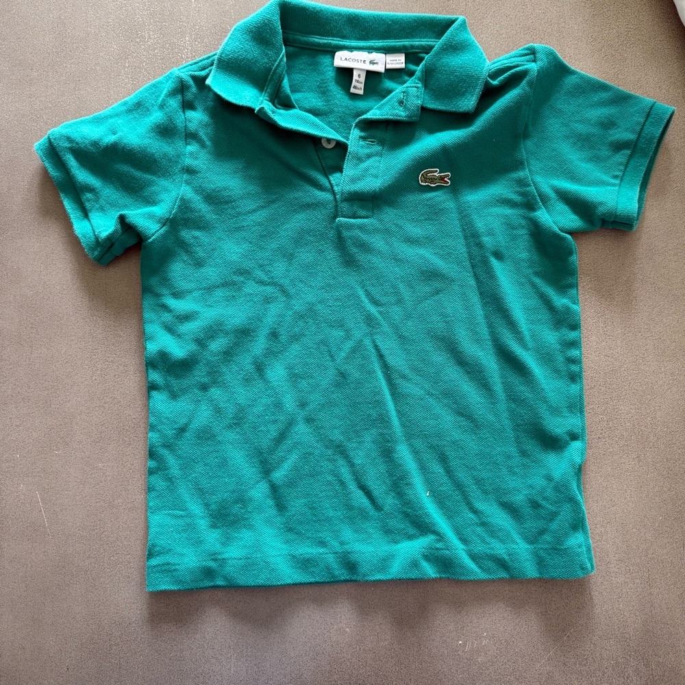 Lacoste Boys Green Polo Shirt Classic Short Sleeve
